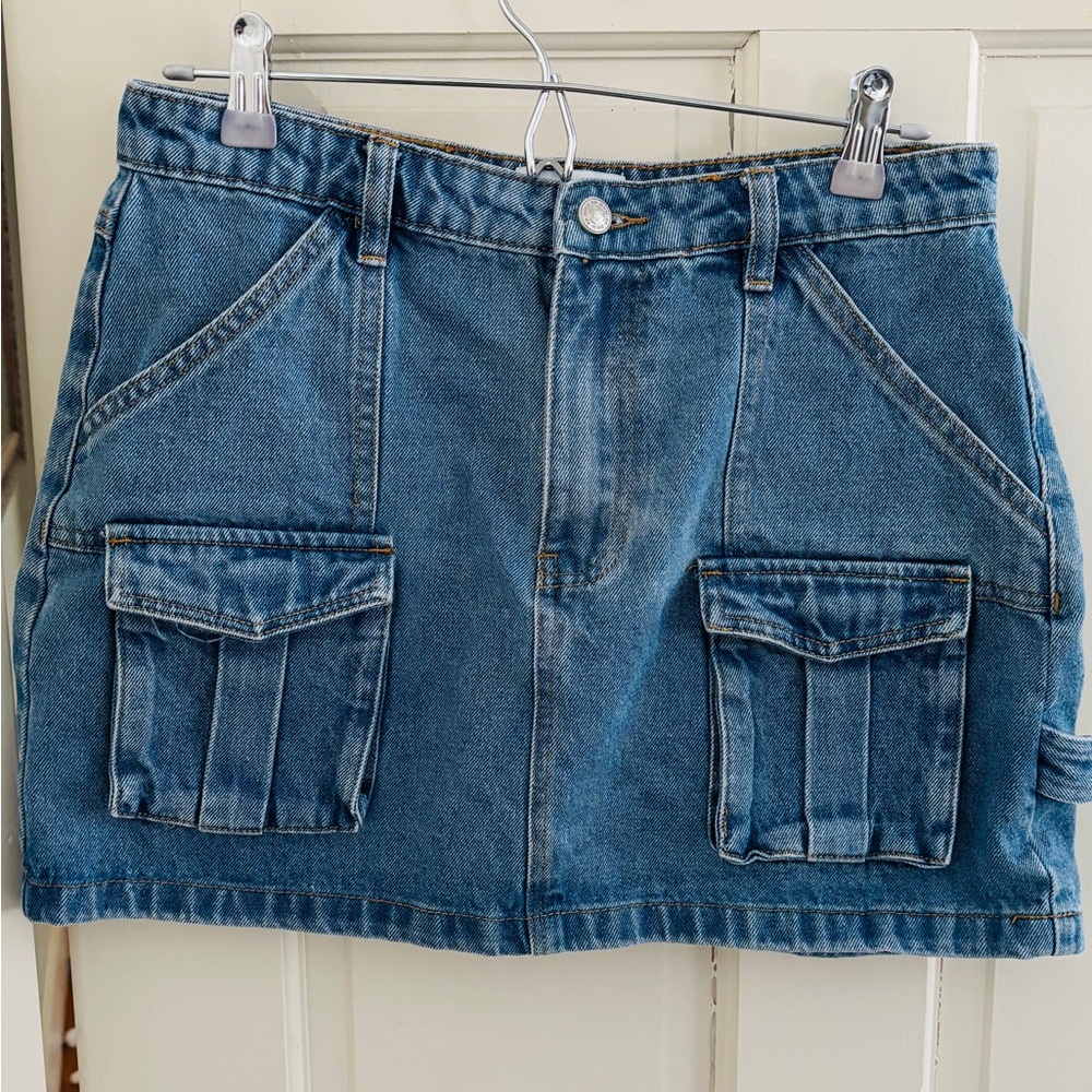 Denim Mini Skirt with Pockets